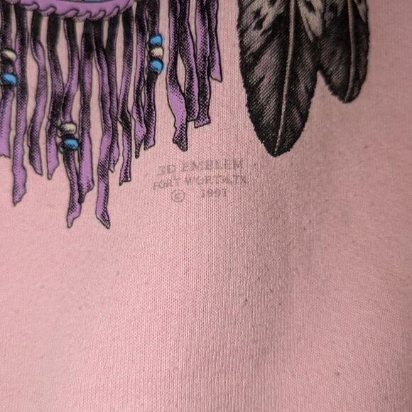 1991 Harley Davidson Pink 3D Emblem Dream Catcher Crewneck Sweatshirt - Picture 4 of 7